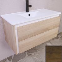 Тумба с раковиной SanVit Линк 80 klink080 с фактурой под дерево подвесная Дуб антик — фото 1, Тумбы с раковиной