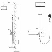 Душевая система Vincea Inspire VSFS-3I13TGM с термостатом Вороненая сталь — фото 8, Душевые стойки