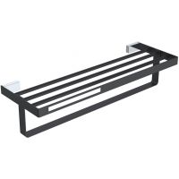 Полка для полотенец Boheme Q 10947-CR-B Черная Хром — фото 1, Полки для полотенец