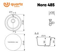 Кухонная мойка Ulgran Quartz Nora 485-04 Платина — фото 3, Кухонные мойки