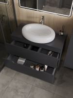 Товар: Тумба с раковиной Orange Line 100 Li-100TugMDF+B08-640W подвесная Графит матовый - фото 4 Тумба с раковиной Orange Line 100 Li-100TugMDF+B08-640W подвесная Графит матовый — фото 4, Тумбы с раковиной