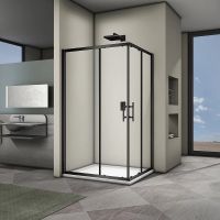 Душевой уголок Veconi Rovigo RV-30B 120х80 RV30B-12080-01-C3 профиль Черный матовый стекло прозрачное — фото 2, Душевые уголки