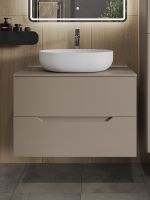 Тумба с раковиной Orange Line 80 Li-80TuLMDF+B05-520W подвесная Латте матовый — фото 3, Мебель для ванной