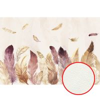 Фреска Ortograf Levity 33350 Фактура флок FLK Флизелин (4*2,7) Бежевый, Перья — фото 1, Фрески