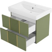 Тумба с раковиной Brevita Vega 70 УТ000022675 подвесная Зеленая матовая Золото — фото 4, Мебель для ванной
