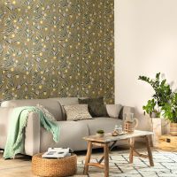 Обои Caselio Danae 103617122 Винил на флизелине (53*10,05) Коричневый/Зеленый/Желтый, Листья/Фрукты — фото 2, Обои для стен