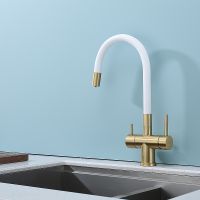 Смеситель для кухни Splenka S70.64.03 Золото матовое Белый — фото 20, Смесители для кухни