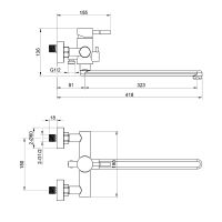 Смеситель для ванны Olive's Balear 13221BL универсальный Нержавеющая сталь — фото 3, Смеситель для ванны