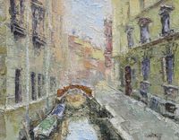 Фреска Ortograf Венеция 9021 Фактура бархат FX Флизелин (1,8*1,4) Зеленый/Бежевый, Город/Живопись — фото 2, Фрески