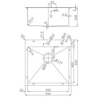 Товар: Кухонная мойка Raglo 50 R700.5050.05 Сатин - фото 2 Кухонная мойка Raglo 50 R700.5050.05 Сатин — фото 2, Кухонные мойки