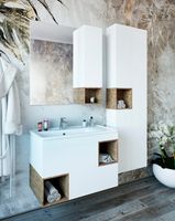 Товар: Зеркало со шкафом Sanflor Даллас 80 R С04835 Белый матовый Дуб рустикальный - фото 2 Зеркало со шкафом Sanflor Даллас 80 R С04835 Белый матовый Дуб рустикальный — фото 2, Мебель для ванной