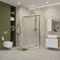 Душевой уголок Niagara Nova 120х80 NG-43-12AG-A80G профиль Холодное золото стекло прозрачное — фото 2, Душевые уголки