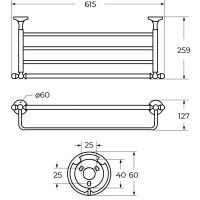 Полка для полотенец Art&Max Antic Crystal AM-2622SJ-Do Золото — фото 3, Полки для полотенец