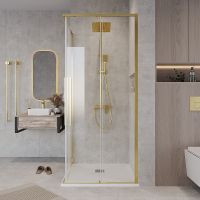 Душевой уголок Grossman Galaxy 70х70 300.K33.01.7070.32.00 профиль Золото сатин стекло прозрачное — фото 9, Душевые уголки