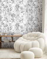 Обои Accento Sagano 286111 Винил на флизелине (1,06*10,05) Серый, Листья — фото 2, Обои для стен