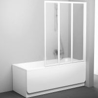 Шторка на ванну Ravak Behappy VS3 130 795V0100ZG профиль Белый стекло Grape — фото 2, Складные шторки для ванной