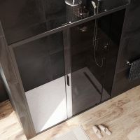 Душевая дверь AM.PM Gem 150 W90G-150-1-195BG профиль Черный матовый стекло тонированное-прозрачное — фото 3, Душевые двери в нишу