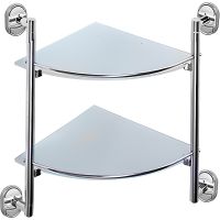 Стеклянная полка Haiba HB1907-2 угловая Хром — фото 1, Полки для ванной и душа