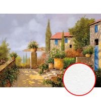 Фреска Ortograf Городской пейзаж живопись 11860 Фактура бархат FX Флизелин (3,7*2,7) Бежевый/Зеленый/Голубой, Город/Пейзаж/Живопись — фото 1, Фрески