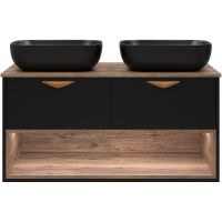 Тумба под раковину Brevita Bergen 105 BER-07105-19-02-2Я подвесная Черная матовая Дуб Галифакс олово — фото 2, Мебель для ванной