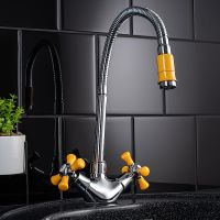 Смеситель для кухни Ростовская Мануфактура Сантехники SL92YW-279F Хром Желтый — фото 2, Смесители