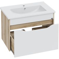 Тумба под раковину СанТа Сатурн 75 700371 подвесная Белая Дуб австрийский — фото 2, Тумбы под раковину