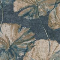 Обои Grandeco Elementum EE 2002 Винил на флизелине (0,53*10,05) Зеленый/Синий/Коричневый, Листья/Цветы — фото 1, Обои для стен