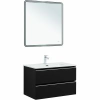 Тумба под раковину Aquanet Вега 80 329597 подвесная Черная матовая — фото 7, Мебель для ванной