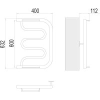 Водяной полотенцесушитель Terminus Фокстрот (1) 600x400 4620768881312 с полкой Хром, боковое подключение, G 1" НР — фото 3, Водяные полотенцесушители