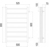 Водяной полотенцесушитель Terminus Вега П8 500х800 бп600 4670078530011 Хром, боковое подключение, G 1/2" НР — фото 4, Водяные полотенцесушители