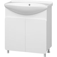 Тумба с раковиной Misty Чегет 75 УТ000013347 Белая глянцевая — фото 1, Тумбы с раковиной