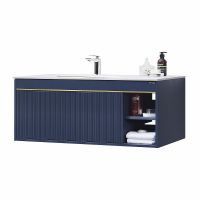 Товар: Тумба с раковиной Orans BC-1137 100 11371000 подвесная Matt deep ocean - фото 2 Тумба с раковиной Orans BC-1137 100 11371000 подвесная Matt deep ocean — фото 2, Мебель для ванной