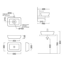 Товар: Раковина-чаша Kerama Marazzi Plaza 55 PLR.wb.55\SAN Песочная матовая - фото 4 Раковина-чаша Kerama Marazzi Plaza 55 PLR.wb.55\SAN Песочная матовая — фото 4, Раковины накладные