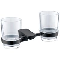 Стакан для зубных щеток CeramaLux Monelli 70003 двойной Черный матовый — фото 1, Мыльницы
