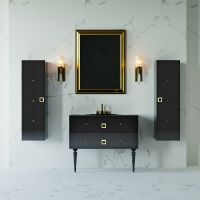 Тумба под раковину Boheme Armadi Art Vallessi Avangarde Piazza 100 841-100-BG подвесная Черный глянец Золото — фото 7, Мебель для ванной