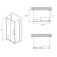 Душевой уголок Abber Schwarzer Diamant 100x50 AG30100MH-S50M-S50M профиль Хром стекло матовое — фото 5, Прямоугольные душевые уголки