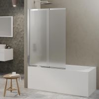 Шторка на ванну Berges River S Slider 98х145 065021 профиль Хром стекло матовое — фото 1, Неподвижные шторки для ванной