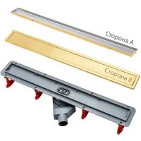 Душевой лоток Pestan Confluo Premium Line 950 Gold 13100167 с двухсторонней решеткой Золото глянцевое / полая под плитку — фото 1, Душевые лотки