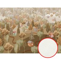 Фреска детская Ortograf Детские 8327 Фактура флок FLK Флизелин (3,6*2,7) Зеленый/Коричневый, Деревья/Домики — фото 1, Фрески