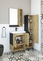 Шкаф пенал Sanflor Выборг 32 С16296 Дуб крафт золотой — фото 4, Пеналы для ванной комнаты