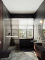 Душевая перегородка Maybah Glass MGD-722-5у 690x1950 в узком профиле Хром матовый стекло бронзовое матовое — фото 3, Душевые перегородки