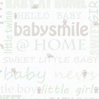 Обои детские AS Creation Little Stars 35847-2 Винил на флизелине (0,53*10,05) Белый/Серый/Зеленый, Надписи — фото 1, Обои для стен