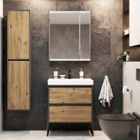 Зеркальный шкаф STWORKI Кронборг 70 1A262002KB820 Черный Серый — фото 5, Зеркальные шкафы в ванную