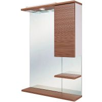 Зеркало со шкафом Onika Элита 60.01 R 206024 с подсветкой Штрокс коричневый Белый — фото 1, Зеркальные шкафы в ванную