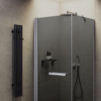 Душевой уголок Maybah Glass MGY-1321-5 900x900x1975 на монопетле Хром матовый стекло графитовое — фото 2, Душевые уголки