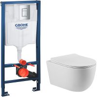 Комплект унитаза Vincea Evo Rimless VT1-34S с инсталляцией Grohe Rapid SL 38772001 с сиденьем Микролифт и клавишей смыва Хром — фото 1, Комплекты унитаз + инсталляция