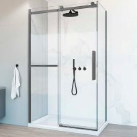 Душевой уголок Vincea Como Soft 130x90 VSR-1CS9013CLGM профиль Вороненая сталь стекло прозрачное — фото 1, Прямоугольные душевые уголки