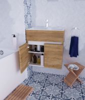 Товар: Тумба с раковиной 1MarKa Mira 60 У75337 подвесная Дуб Сонома - фото 3 Тумба с раковиной 1MarKa Mira 60 У75337 подвесная Дуб Сонома — фото 3, Мебель для ванной