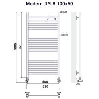 Водяной полотенцесушитель Ника Modern ЛМ 6 100x50 Белый 12 перекладин — фото 2, Водяные полотенцесушители