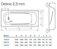 Товар: Стальная ванна Koller Pool Deline 150x75 B55US200E с отверстиями для ручек без антискользящего покрытия - фото 4 Стальная ванна Koller Pool Deline 150x75 B55US200E с отверстиями для ручек без антискользящего покрытия — фото 4, Ванны